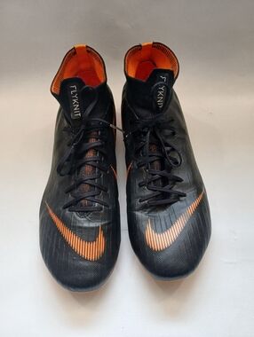 Nike Men’s Black and Orange Flyknit Soccer Cleats